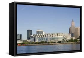 Cleveland Browns Stadium and City Skyline, Ohio, USA-Cindy Miller Hopkins-Framed Stretched Canvas