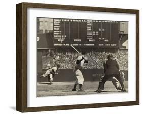 Cleveland Indians', Bob Feller, Pitching to New York Yankees' Joe Dimaggio-null-Framed Photo