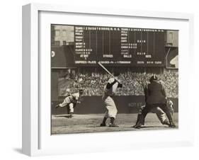 Cleveland Indians', Bob Feller, Pitching to New York Yankees' Joe Dimaggio-null-Framed Photo