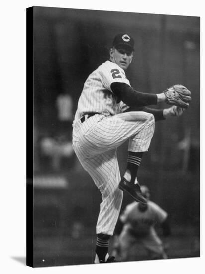 Cleveland Indians Herb Score Winding Up to Throw the Ball-George Silk-Stretched Canvas