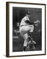 Cleveland Indians Herb Score Winding Up to Throw the Ball-George Silk-Framed Premium Photographic Print