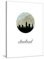 Cleveland Map Skyline-Paperfinch 0-Stretched Canvas