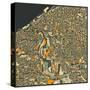 Cleveland Map-Jazzberry Blue-Stretched Canvas