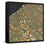 Cleveland Map-Jazzberry Blue-Framed Stretched Canvas