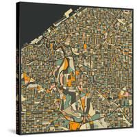 Cleveland Map-Jazzberry Blue-Stretched Canvas