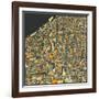 Cleveland Map-Jazzberry Blue-Framed Art Print