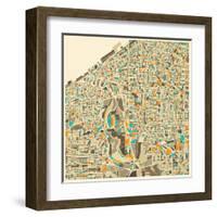 Cleveland Map-Jazzberry Blue-Framed Art Print