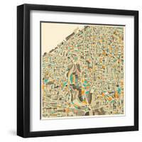 Cleveland Map-Jazzberry Blue-Framed Art Print