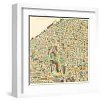 Cleveland Map-Jazzberry Blue-Framed Art Print