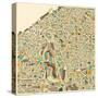 Cleveland Map-Jazzberry Blue-Stretched Canvas