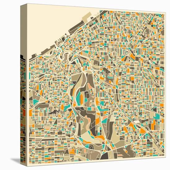 Cleveland Map-Jazzberry Blue-Stretched Canvas