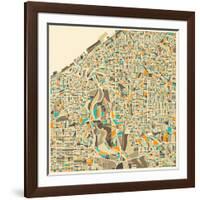 Cleveland Map-Jazzberry Blue-Framed Art Print