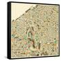 Cleveland Map-Jazzberry Blue-Framed Stretched Canvas