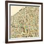 Cleveland Map-Jazzberry Blue-Framed Art Print