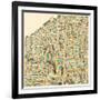 Cleveland Map-Jazzberry Blue-Framed Art Print