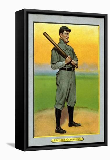 Cleveland, OH, Cleveland Naps, Nap Lajoie, Baseball Card-Lantern Press-Framed Stretched Canvas