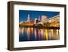 Cleveland, Ohio - Colorful Cleveland Skyline at Night - Photo A-92982-Lantern Press-Framed Photographic Print