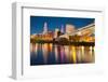 Cleveland, Ohio - Colorful Cleveland Skyline at Night - Photo A-92982-Lantern Press-Framed Photographic Print