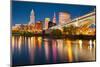 Cleveland, Ohio - Colorful Cleveland Skyline at Night - Photo A-92982-Lantern Press-Mounted Photographic Print
