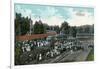 Cleveland, Ohio - Crowds around Train at Euclid Beach-Lantern Press-Framed Art Print