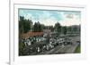 Cleveland, Ohio - Crowds around Train at Euclid Beach-Lantern Press-Framed Art Print