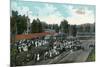 Cleveland, Ohio - Crowds around Train at Euclid Beach-Lantern Press-Mounted Art Print