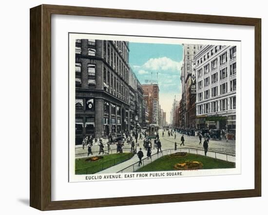 Cleveland, Ohio - Euclid Avenue East from Public Square-Lantern Press-Framed Art Print