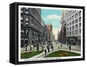 Cleveland, Ohio - Euclid Avenue East from Public Square-Lantern Press-Framed Stretched Canvas