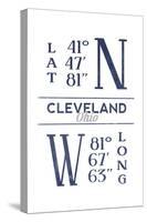 Cleveland, Ohio - Latitude and Longitude (Blue)-Lantern Press-Stretched Canvas