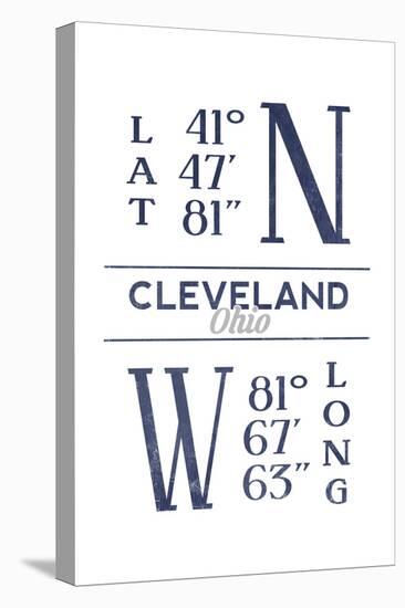 Cleveland, Ohio - Latitude and Longitude (Blue)-Lantern Press-Stretched Canvas