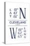 Cleveland, Ohio - Latitude and Longitude (Blue)-Lantern Press-Stretched Canvas