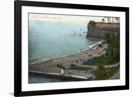 Cleveland, Ohio, Overhead View of the Ells Point Beach-Lantern Press-Framed Premium Giclee Print