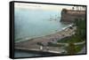 Cleveland, Ohio, Overhead View of the Ells Point Beach-Lantern Press-Framed Stretched Canvas