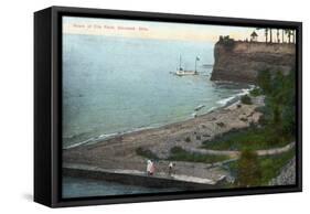 Cleveland, Ohio, Overhead View of the Ells Point Beach-Lantern Press-Framed Stretched Canvas