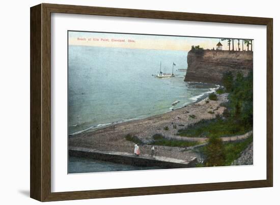 Cleveland, Ohio, Overhead View of the Ells Point Beach-Lantern Press-Framed Art Print