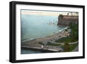 Cleveland, Ohio, Overhead View of the Ells Point Beach-Lantern Press-Framed Art Print