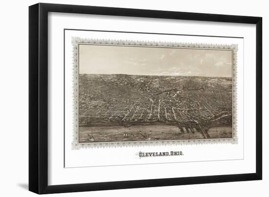 Cleveland, Ohio - Panoramic Map-Lantern Press-Framed Art Print