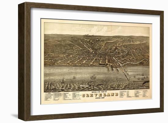 Cleveland, Ohio - Panoramic Map-Lantern Press-Framed Art Print