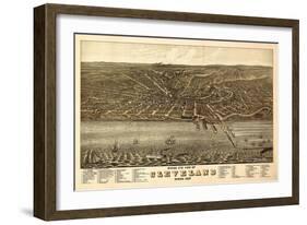 Cleveland, Ohio - Panoramic Map-Lantern Press-Framed Art Print