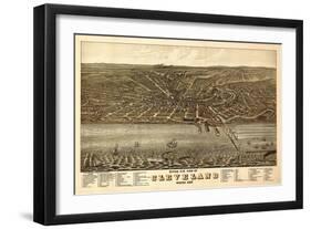 Cleveland, Ohio - Panoramic Map-Lantern Press-Framed Art Print