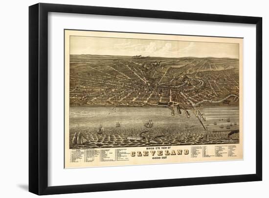Cleveland, Ohio - Panoramic Map-Lantern Press-Framed Art Print