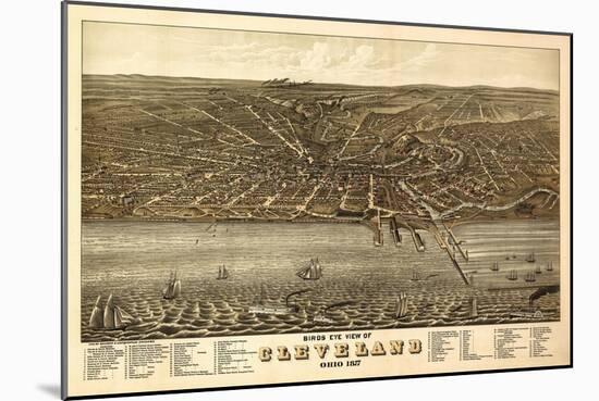 Cleveland, Ohio - Panoramic Map-Lantern Press-Mounted Art Print