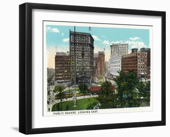 Cleveland, Ohio - Public Square East View-Lantern Press-Framed Art Print