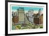 Cleveland, Ohio - Public Square, Euclid Avenue Aerial View-Lantern Press-Framed Premium Giclee Print