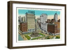 Cleveland, Ohio - Public Square, Euclid Avenue Aerial View-Lantern Press-Framed Art Print