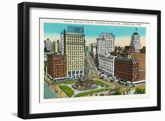 Cleveland, Ohio - Public Square, Euclid Avenue Aerial View-Lantern Press-Framed Art Print