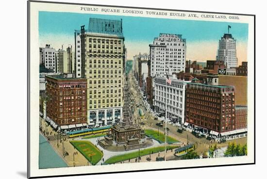Cleveland, Ohio - Public Square, Euclid Avenue Aerial View-Lantern Press-Mounted Art Print