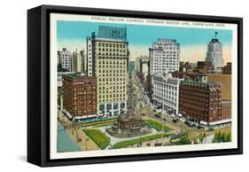 Cleveland, Ohio - Public Square, Euclid Avenue Aerial View-Lantern Press-Framed Stretched Canvas