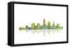 Cleveland Ohio Skyline 1-Marlene Watson-Framed Stretched Canvas