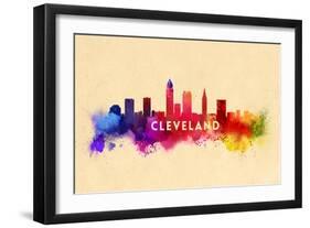 Cleveland, Ohio - Skyline Abstract-Lantern Press-Framed Art Print